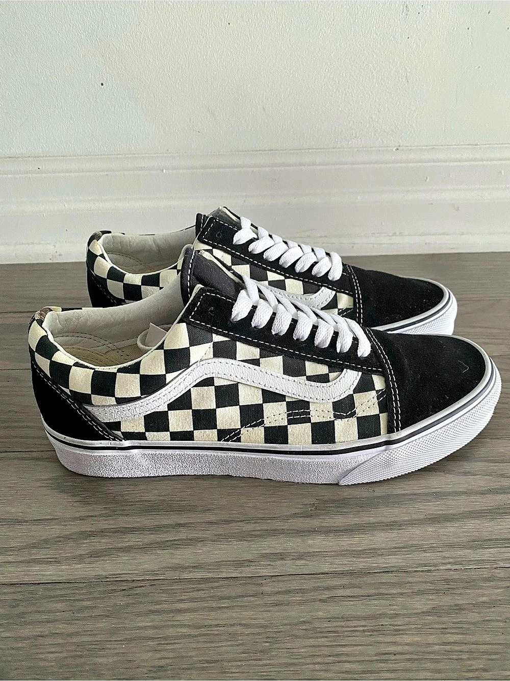 Vans Old Skool Checkered Sneakers Black & White Women's 8.5